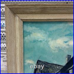 Original Oil Painting House in Field, Framed & Signed Vintage 1966 Artwork