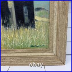 Original Oil Painting House in Field, Framed & Signed Vintage 1966 Artwork
