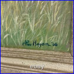 Original Oil Painting House in Field, Framed & Signed Vintage 1966 Artwork