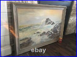 Original Oil Painting Of Ocean Signed A. Lawrie, Large Vintage Seascape Plein Air