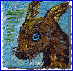 Original Oil? Painting? Vintage? Art? Signed'24 Expressionist Pop Animal Pet Nature