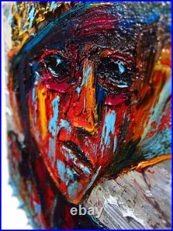 Original Oil? Painting? Vintage? Art? Signed'24 Outsider Beach Woman Girl Hat Fauve