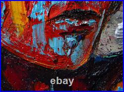 Original Oil? Painting? Vintage? Art? Signed'24 Outsider Beach Woman Girl Hat Fauve