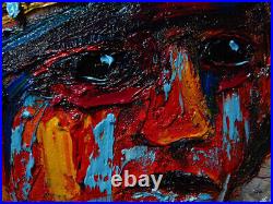 Original Oil? Painting? Vintage? Art? Signed'24 Outsider Beach Woman Girl Hat Fauve