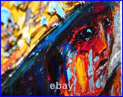 Original Oil? Painting? Vintage? Art? Signed'24 Outsider Beach Woman Girl Hat Fauve