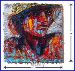 Original Oil? Painting? Vintage? Art? Signed'24 Outsider Beach Woman Girl Hat Fauve