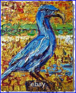 Original Oil? Painting Vintage? Art? Signed'24 Outsider Bird Nature? Animal Realism