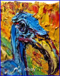 Original Oil? Painting Vintage? Art? Signed'24 Outsider Bird Nature? Animal Realism