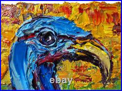 Original Oil? Painting Vintage? Art? Signed'24 Outsider Bird Nature? Animal Realism