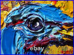 Original Oil? Painting Vintage? Art? Signed'24 Outsider Bird Nature? Animal Realism