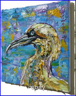 Original Oil? Painting? Vintage? Art? Signed'24 Outsider Bird Nature Animal Realism