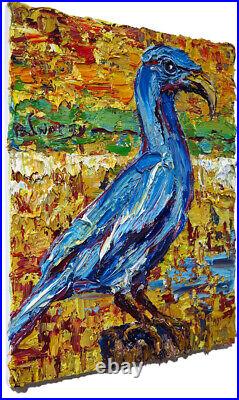 Original Oil? Painting Vintage? Art? Signed'24 Outsider Bird Nature? Animal Realism