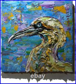 Original Oil? Painting? Vintage? Art? Signed'24 Outsider Bird Nature Animal Realism
