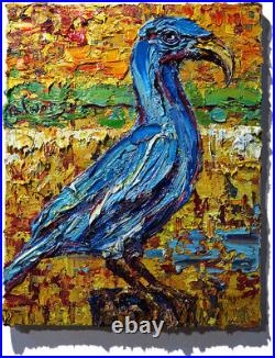 Original Oil? Painting Vintage? Art? Signed'24 Outsider Bird Nature? Animal Realism