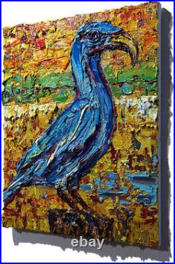 Original Oil? Painting Vintage? Art? Signed'24 Outsider Bird Nature? Animal Realism