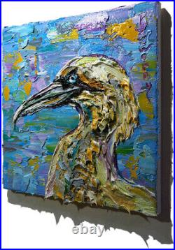 Original Oil? Painting? Vintage? Art? Signed'24 Outsider Bird Nature Animal Realism