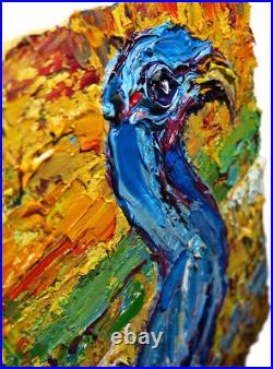 Original Oil? Painting Vintage? Art? Signed'24 Outsider Bird Nature? Animal Realism