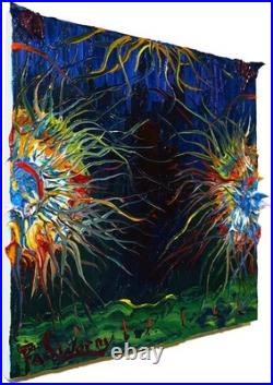 Original Oil? Painting Vintage Art? Signed Expressionist Pop? Abstract Nature Ocean