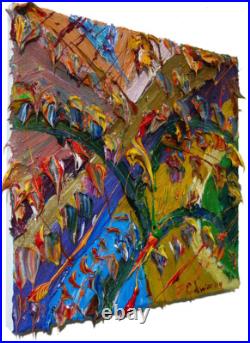 Original Oil? Painting Vintage? Art? Signed Pop Outsider Abstract Outsider? Nature A