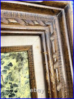 Original Oil Painting of Elk In Forest Clearing Signed Vintage Landscape Art