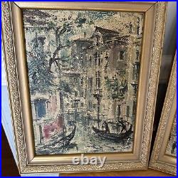 Original Oil Paintings On Canvas, VENICE Canal Set Of 2 Signed 11x14 Each Vtg
