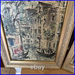 Original Oil Paintings On Canvas, VENICE Canal Set Of 2 Signed 11x14 Each Vtg