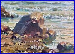 Original Painting Sevets Vintage Seascape Nature Wall Art Sun Set Sea Marina