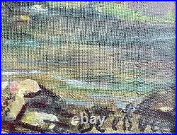 Original Painting Sevets Vintage Seascape Nature Wall Art Sun Set Sea Marina