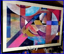 Original Richard Hall Painting Signed Vintage, Framed Acrylic/Mixed Media