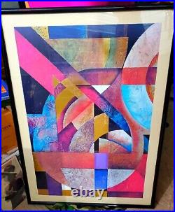 Original Richard Hall Painting Signed Vintage, Framed Acrylic/Mixed Media