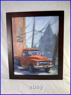 Original Signed Oil Painting of Vintage Red Pickup Truck Made by Me
