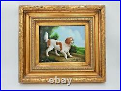 Original Signed Vintage Shipley Cavalier Spaniel Dog Oil Painting in Frame