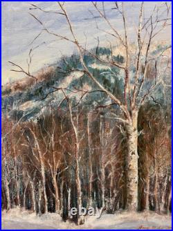 Original Signed Winter Mountain Woods 89 Framed Painting, Rare Vintage Art Decor