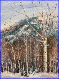 Original Signed Winter Mountain Woods 89 Framed Painting, Rare Vintage Art Decor