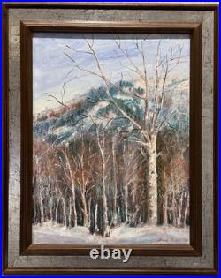 Original Signed Winter Mountain Woods 89 Framed Painting, Rare Vintage Art Decor