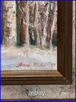 Original Signed Winter Mountain Woods 89 Framed Painting, Rare Vintage Art Decor