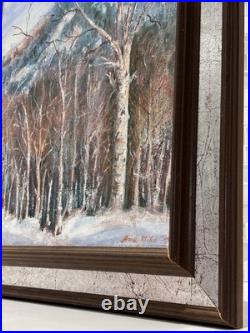 Original Signed Winter Mountain Woods 89 Framed Painting, Rare Vintage Art Decor