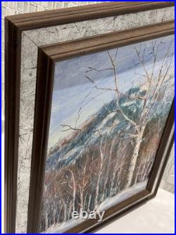 Original Signed Winter Mountain Woods 89 Framed Painting, Rare Vintage Art Decor