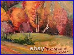 Original Soviet Ukrainian Oil Painting Vintage Collectible Art Landscape 1988