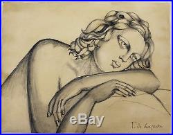 Original Tamara de Lempicka (1898-1980) Signed Vintage Pencil Drawing on Paper