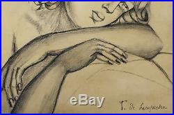 Original Tamara de Lempicka (1898-1980) Signed Vintage Pencil Drawing on Paper