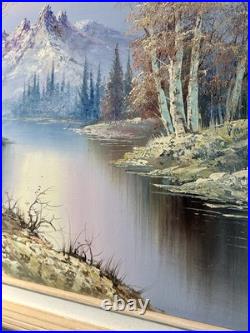 Original VTG Oil on Board Signed M. Scott Framed Landscape Painting 29x41