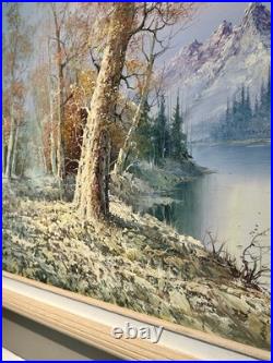 Original VTG Oil on Board Signed M. Scott Framed Landscape Painting 29x41
