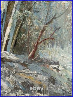 Original VTG Oil on Board Signed M. Scott Framed Landscape Painting 29x41