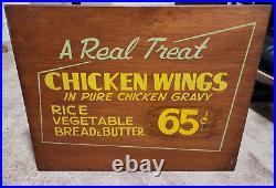 Original Vintage 1958 Pixley & Ehlers Restaurant Chicago Menu Sign CHICKEN WINGS