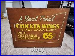 Original Vintage 1958 Pixley & Ehlers Restaurant Chicago Menu Sign CHICKEN WINGS