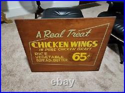 Original Vintage 1958 Pixley & Ehlers Restaurant Chicago Menu Sign CHICKEN WINGS