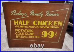 Original Vintage 1958 Pixley and Ehlers Restaurant Chicago Menu Sign 1/2 CHICKEN