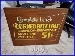Original Vintage 1958 Pixley and Ehlers Restaurant Chicago Menu Sign CORNED BEEF