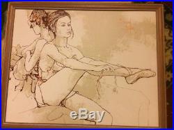 Original Vintage Bernard Dufour Signed Painting, The Dancer, Ballet Ballerina
